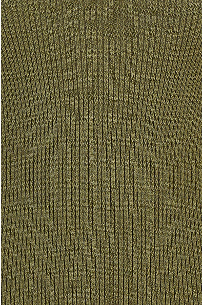 Yumi Green Metallic Knitted Ribbed Top