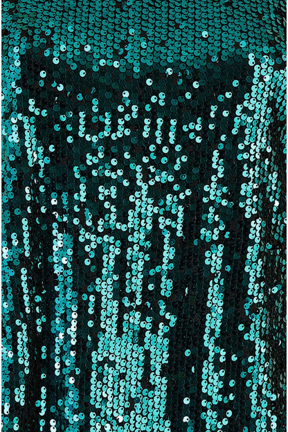Yumi Green Sequin Tunic Dress With Balloon Sleeves