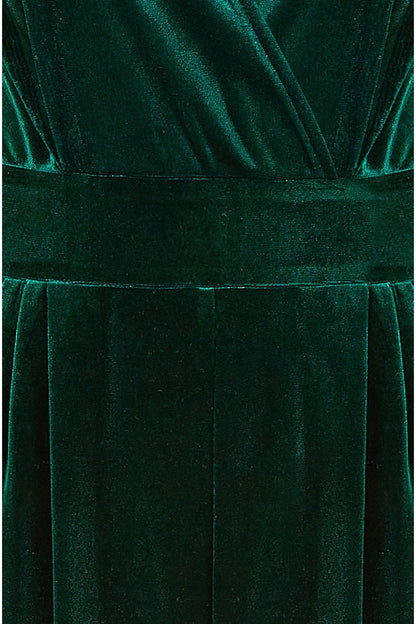 Yumi Green Velvet Long Sleeve Jumpsuit