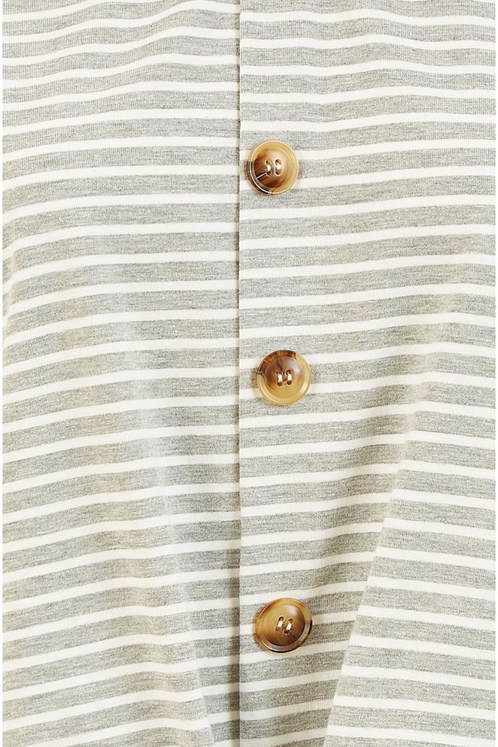 Yumi Grey Striped Jersey Button Detail Top