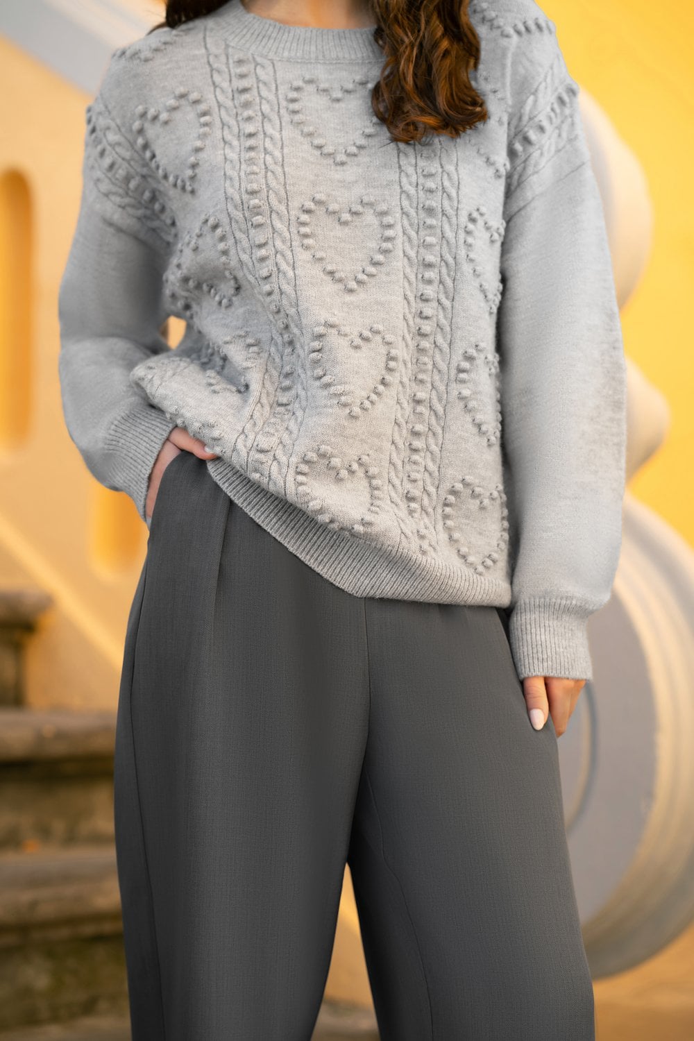 Yumi Grey Wide Leg Trousers