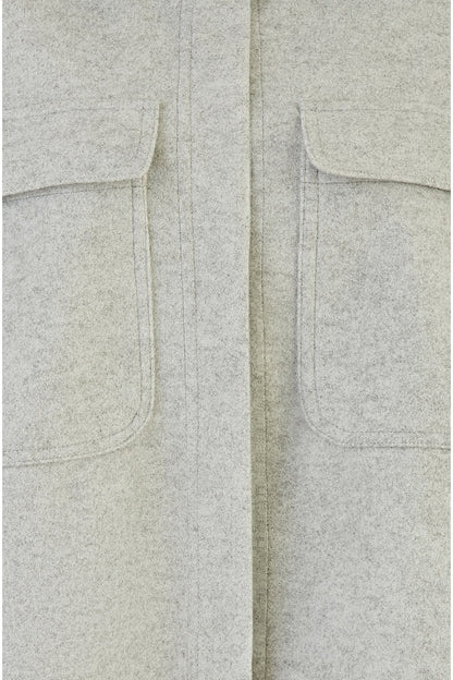 Yumi Grey Woven Shacket With Oversize Pockets