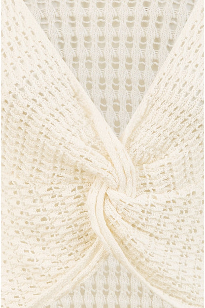 Yumi Ivory Cotton Crochet Twisted Bolero Top