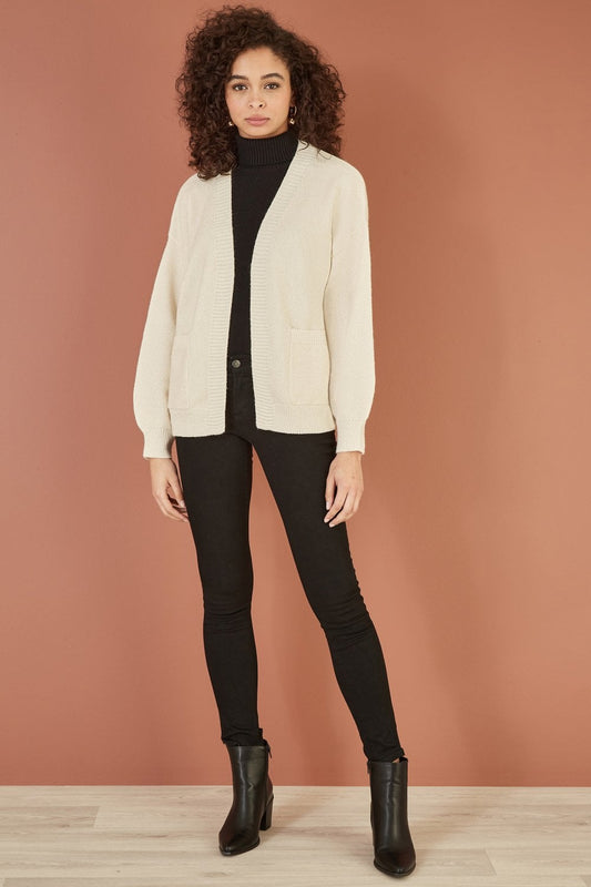Yumi Ivory Metallic Slouchy Cardigan With Pockets