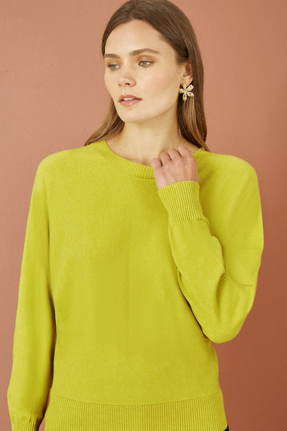 Yumi Lime Knitted Batwing Jumper