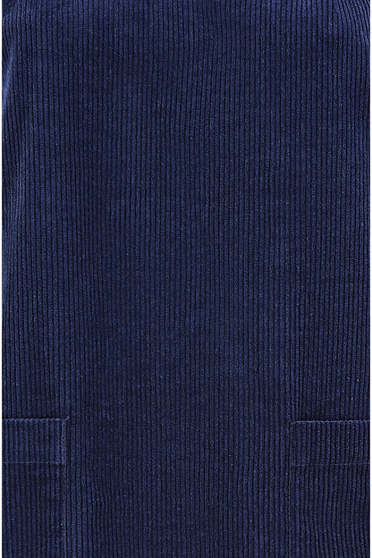 Yumi Navy Cord Tunic Dress With 3/4 Sleeves And Pockets