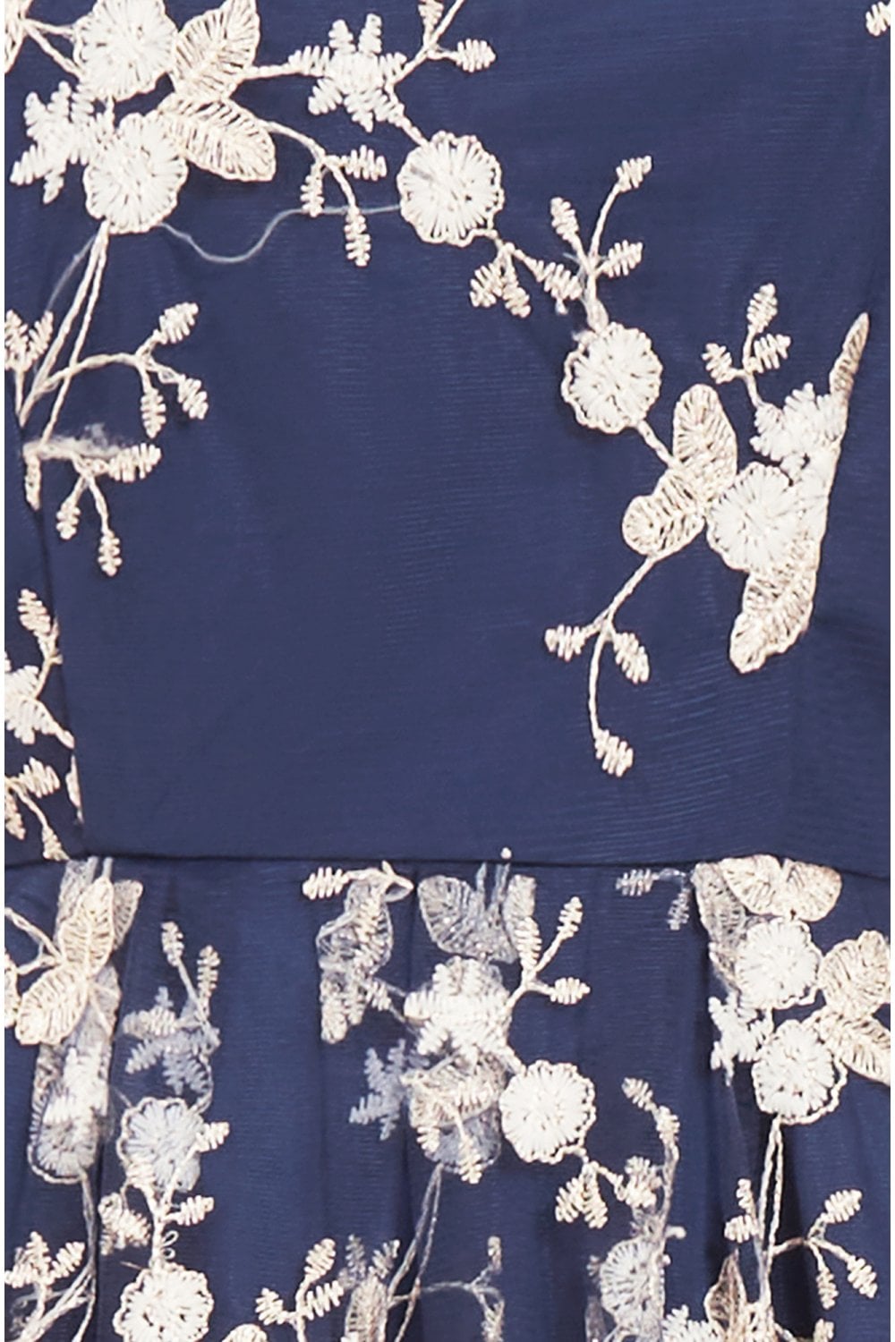Yumi Navy Embroidered Floral Skater Dress
