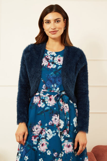 Yumi Navy Eyelash Knit Bolero
