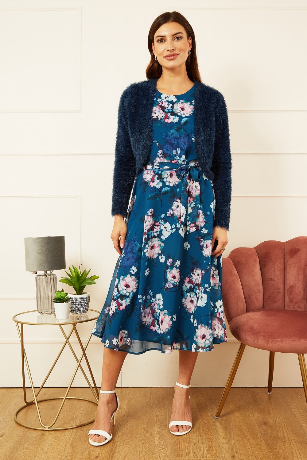 Yumi Navy Eyelash Knit Bolero