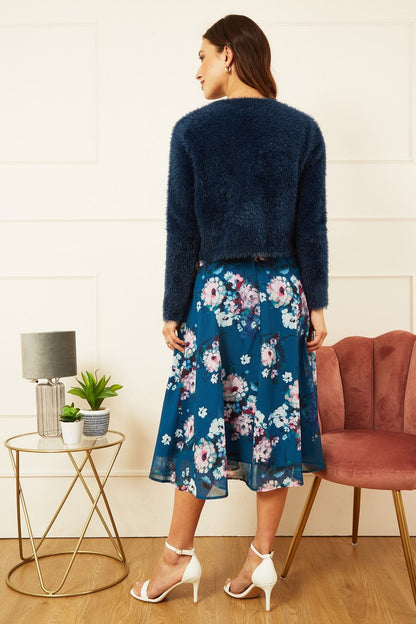 Yumi Navy Eyelash Knit Bolero