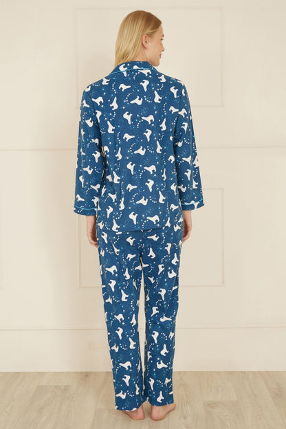 Yumi Navy Polar Bear Brushed Cotton Pyjamas