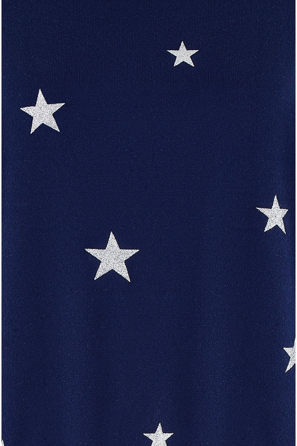 Yumi Navy Silver Foil Star Print Relaxed Fit Jumper