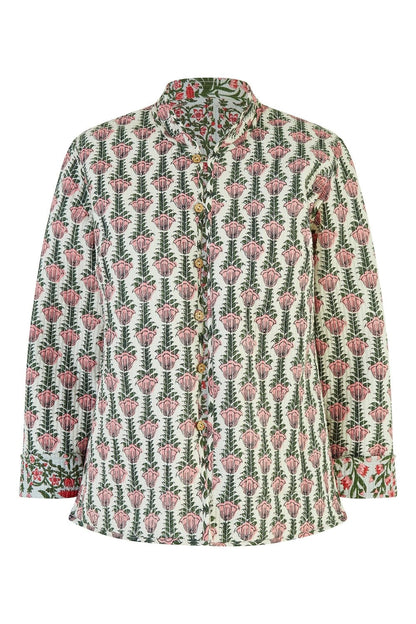 Yumi Pink Floral Print Reversible Cotton Quilted Jacket