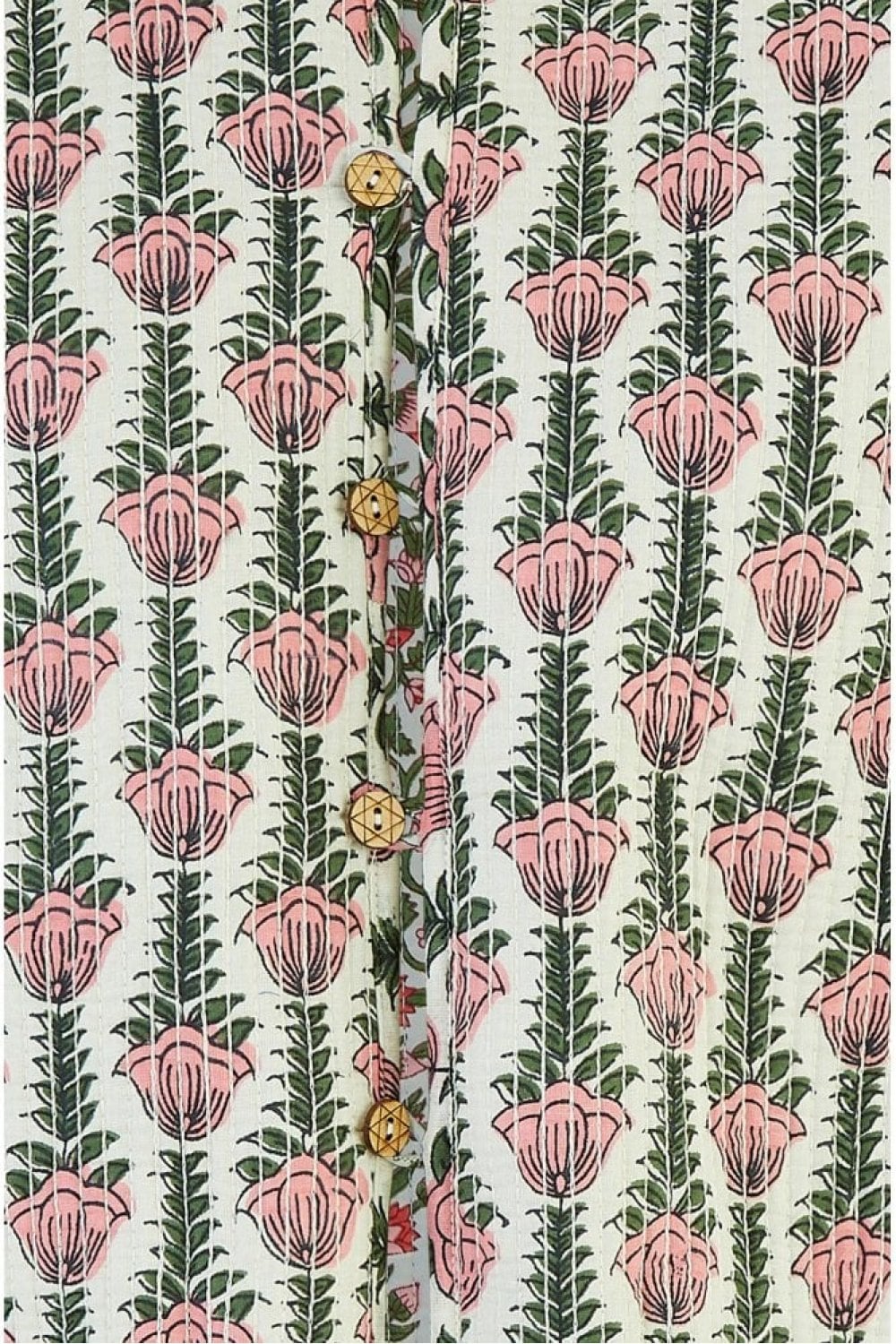 Yumi Pink Floral Print Reversible Cotton Quilted Jacket