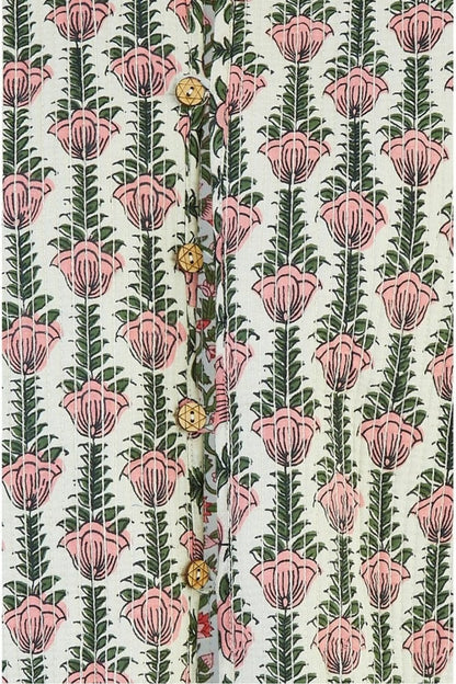 Yumi Pink Floral Print Reversible Cotton Quilted Jacket