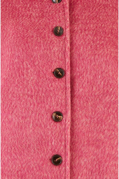 Yumi Pink Oversize Fit Button Up Jacket With High Collar