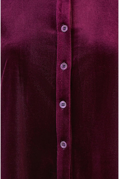 Yumi Plum Velvet Relaxed Fit Shirt
