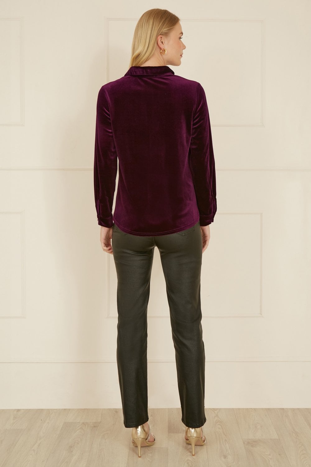 Yumi Plum Velvet Relaxed Fit Shirt