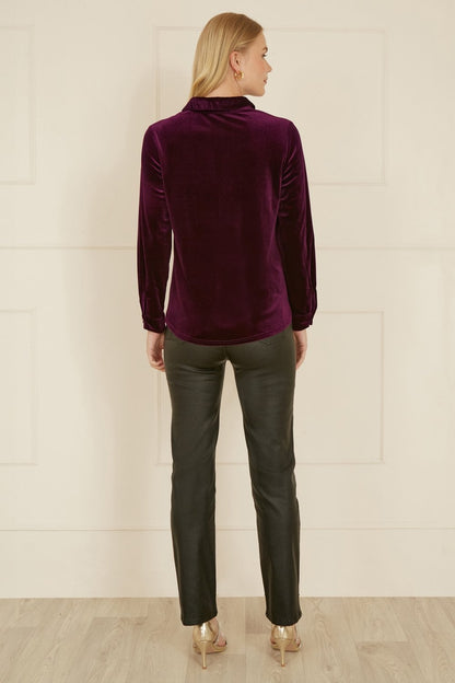 Yumi Plum Velvet Relaxed Fit Shirt