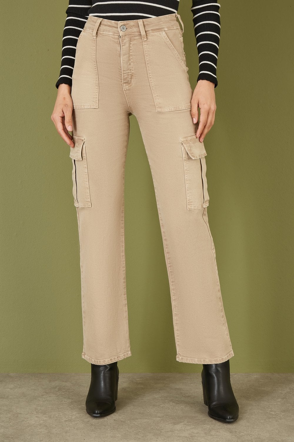 Yumi Stone Stretch Cargo Canvas Stretch Pants