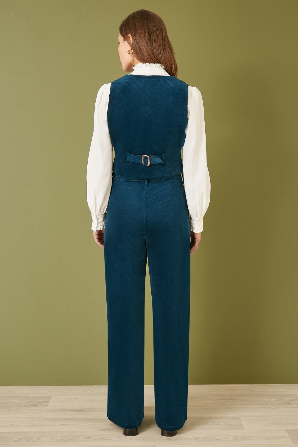 Yumi Teal Cord Waistcoat