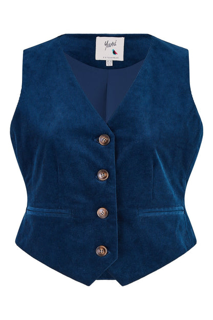 Yumi Teal Cord Waistcoat