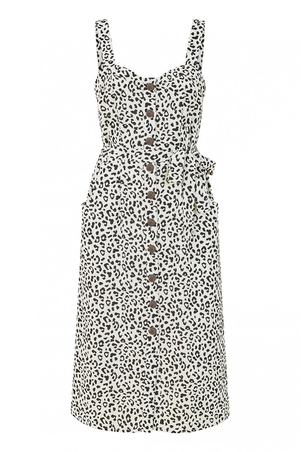 Yumi White Animal Print Button Up Sundress