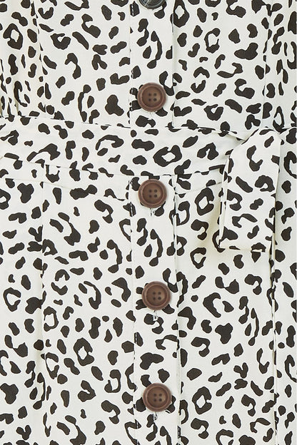 Yumi White Animal Print Button Up Sundress