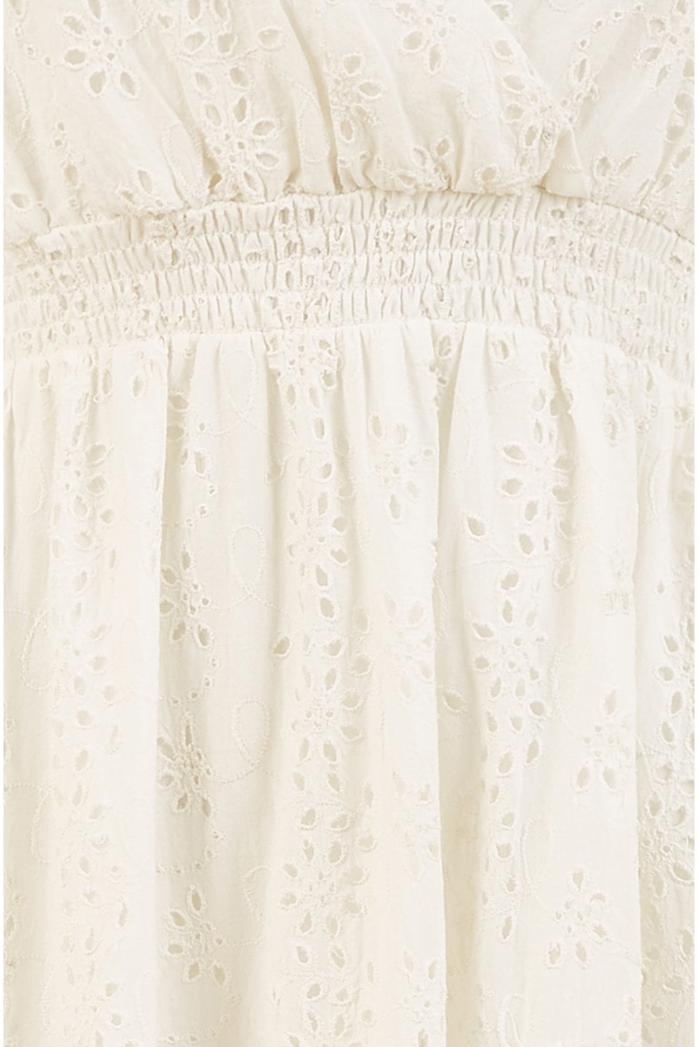 Yumi White Cotton Broderie Anglaise Wrap Midi Dress