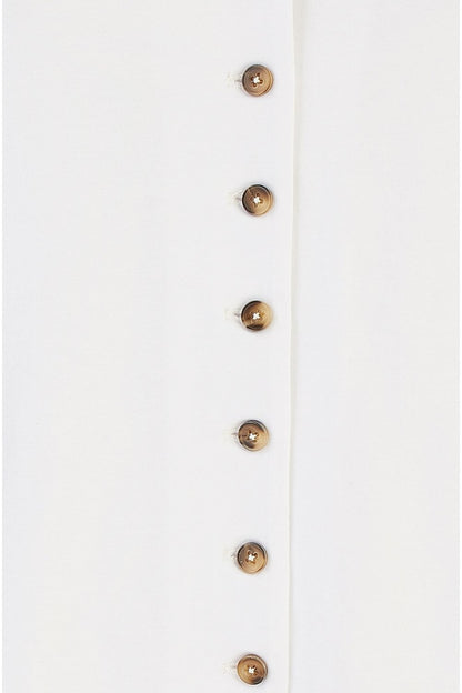 Yumi White Cotton Button Detail T-Shirt