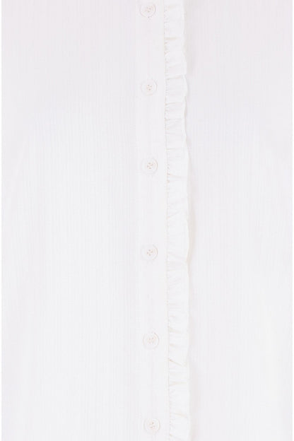 Yumi White Frill High Neck Shirt